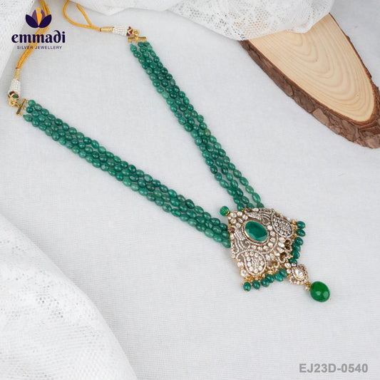 Rani's Victorian Green Long Necklace: Handcrafted Indian Jewellery Collection