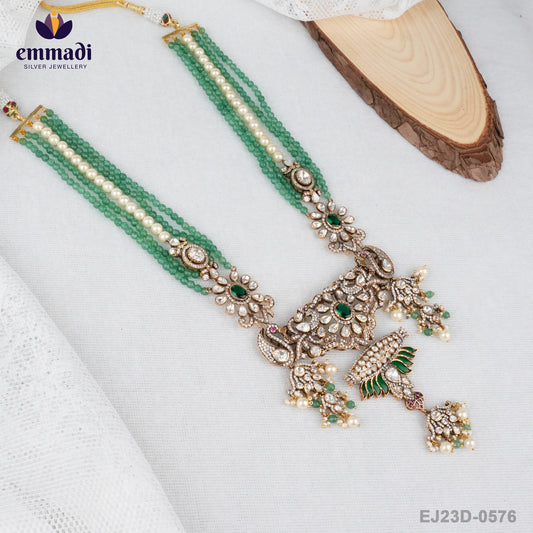 Rani's Victorian Green Long Necklace: Handcrafted Indian Jewellery Collection