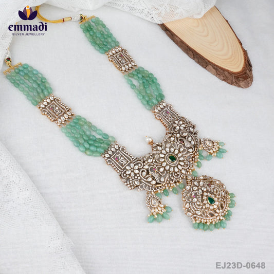 Rani's Victorian Green Long Necklace: Handcrafted Indian Jewellery Collection