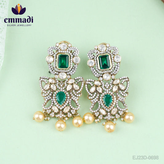 Baladhya  Hangings Victorian Green: Handcrafted with Pure Gold Plating 92.5 Silver