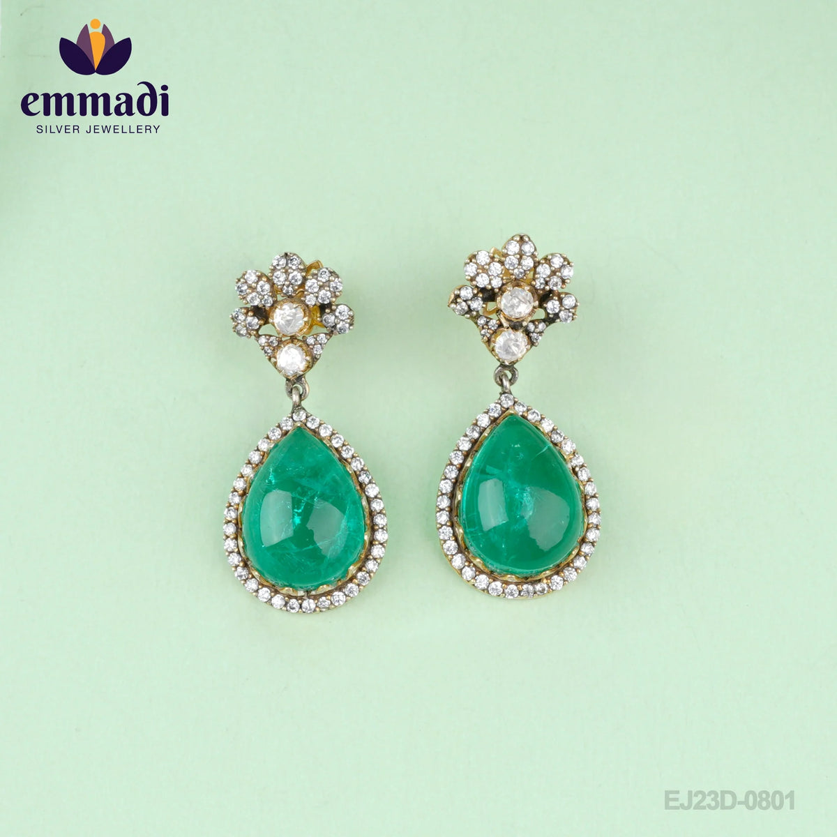 Balaja  Hangings Victorian Green: Handcrafted with Pure Gold Plating 92.5 Silver