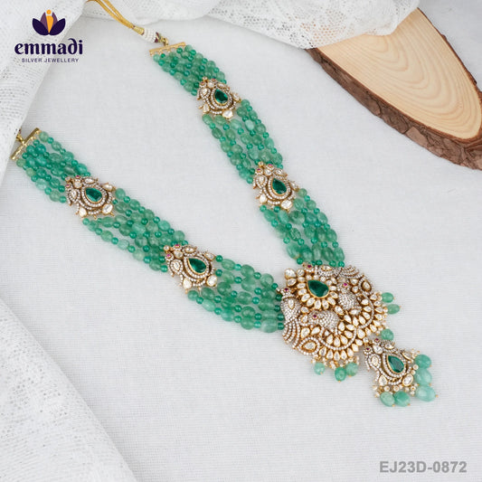 Rani's Victorian Green Long Necklace: Handcrafted Indian Jewellery Collection