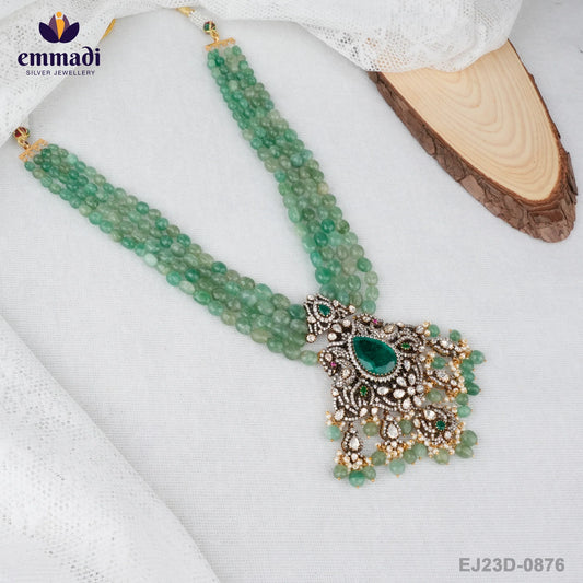 Rani's Victorian Green Long Necklace: Handcrafted Indian Jewellery Collection