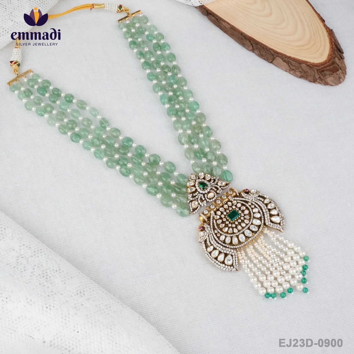 Rani's Victorian Green Long Necklace & Balakowsala Hangings: Handcrafted Indian Jewellery