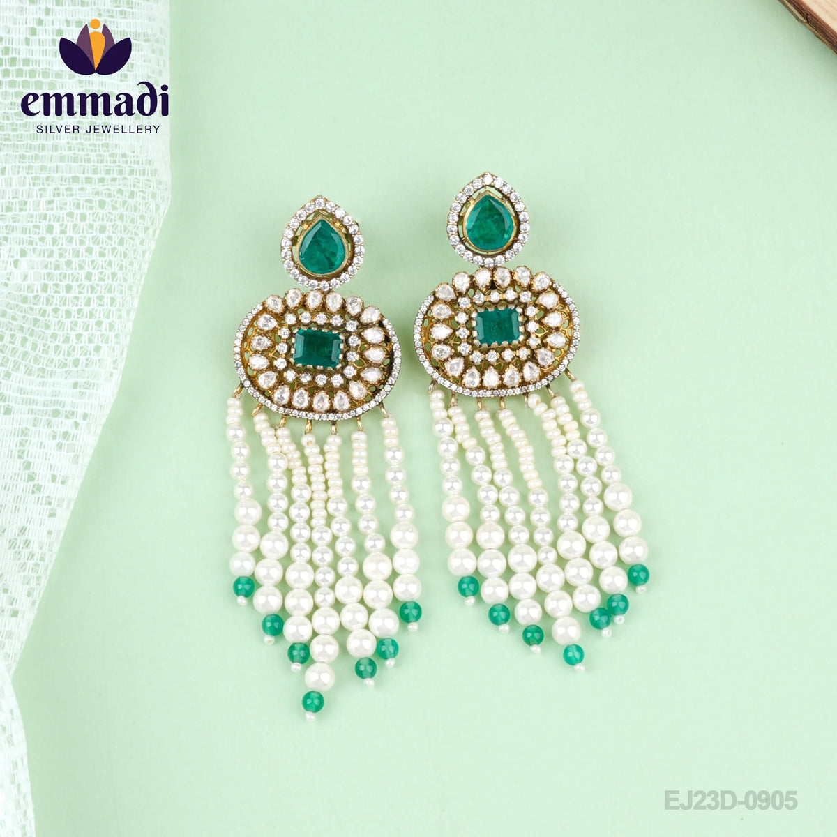 Balakowsala  Hangings Victorian Green: Handcrafted with Pure Gold Plating 92.5 Silver