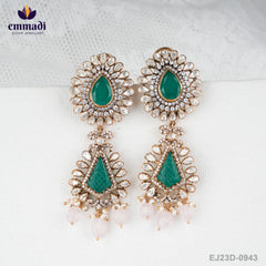 Suman's Victorian Green Hangings: Handcrafted Indian Jewellery with Pure Gold Plating