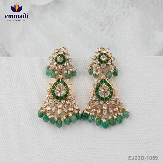 Leela's Moissanite Green Hangings - Handcrafted Jewellery