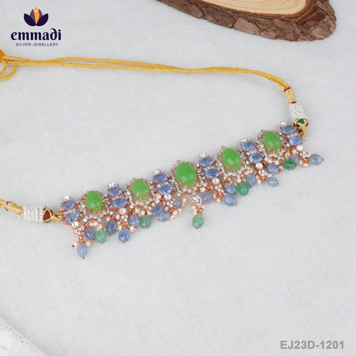 Sonal's Two-Color Stones Multi Choker: Handcrafted Indian Jewelry