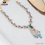 Asha's Shimmering Stone Creations Multi Long Necklace & Sona's Handcrafted Gold Plated Earrings