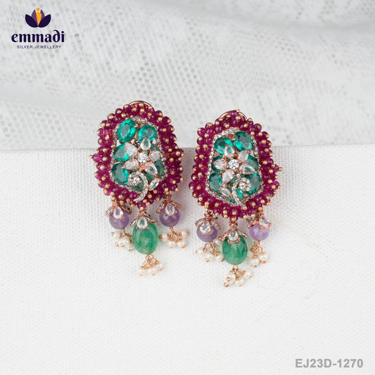 Rajni's Gem Stone Multi Ear Tops - Handcrafted Indian Jewellery