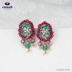 Rajni's Gem Stone Multi Ear Tops - Handcrafted Indian Jewellery