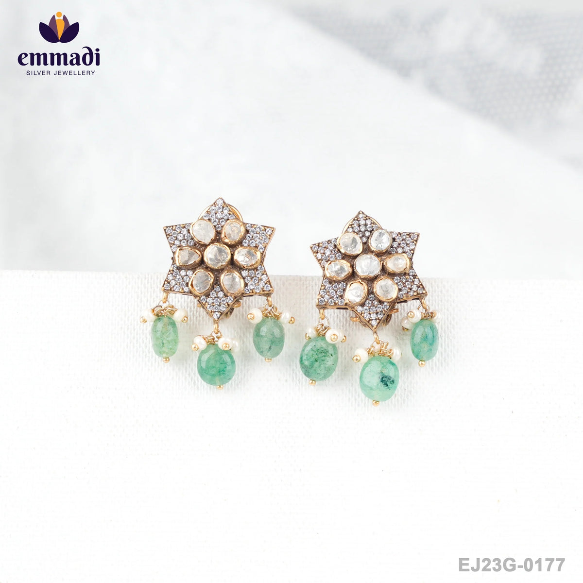 Radhika's Indian Jewellery Collection - Handcrafted Victorian White Ear Tops/Studs
