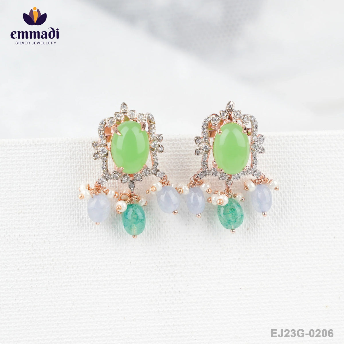 Anvita's Exquisite Green Stone Ear Tops