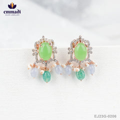 Anvita's Exquisite Green Stone Ear Tops