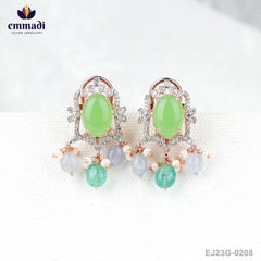 Anvita's Exquisite Green Stone Ear Tops