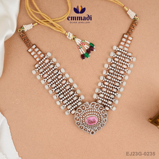 Sonia's Ethnic Jewellery Collection: Two Colour Stones Multi Necklace with Pure Gold Plating and 92.5 Silver