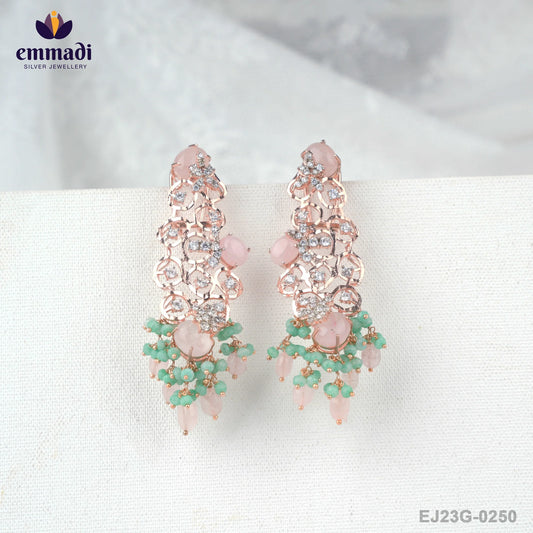 Chandni's Handcrafted Pink Stone Gold Plated Indian Jewellery