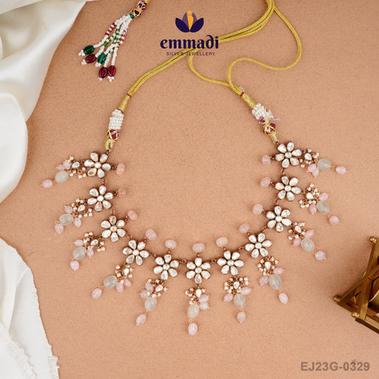 Maharani's Gemstone White Necklace: Handcrafted Indian Jewelry Collection