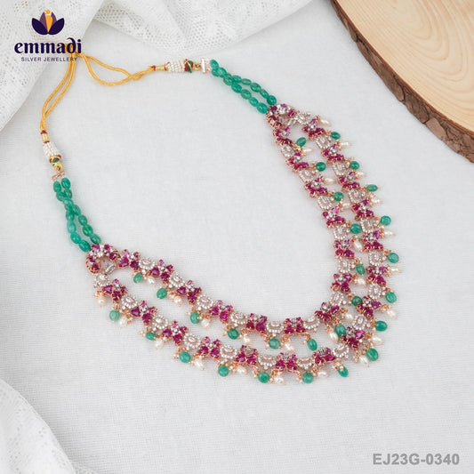 Rani's Jewellery Palace: Two Colour Stones Red Long Necklace