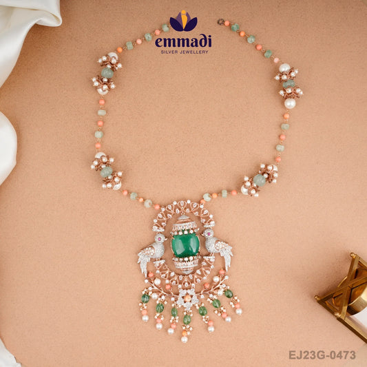 Amrita's Gemstone Multi Long Necklace & Ananya Jewels Traditional Handcrafted Hangings