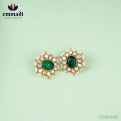 Arja Handcrafted Gold Plated Silver Ear Tops/Studs with Moissanite