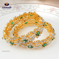 Sravanti Premium Cz Green Bangles