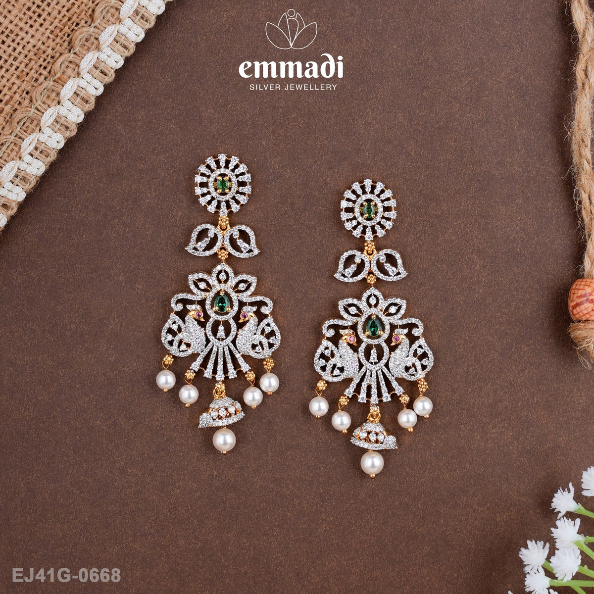 Padma Glamour: Premium Green CZ Hangings