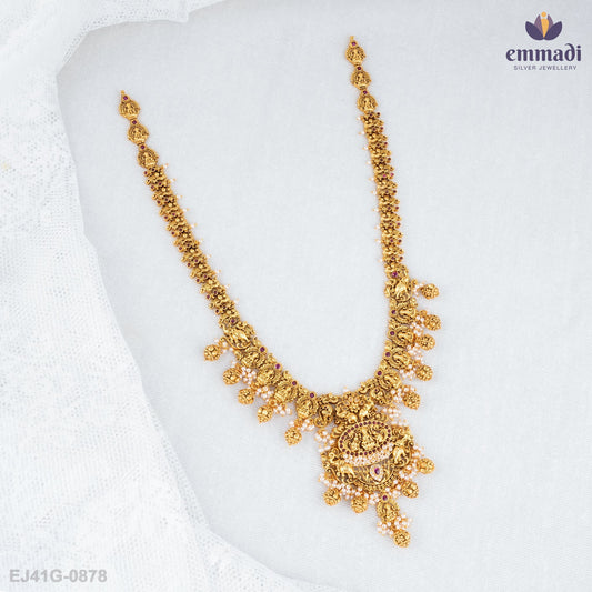 Kamala's Exquisite Nakshi Long Necklace and Maithili Elegance Hangings