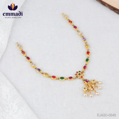 Shreya's CZ Navrathan Necklace - Exquisite Indian Jewellery