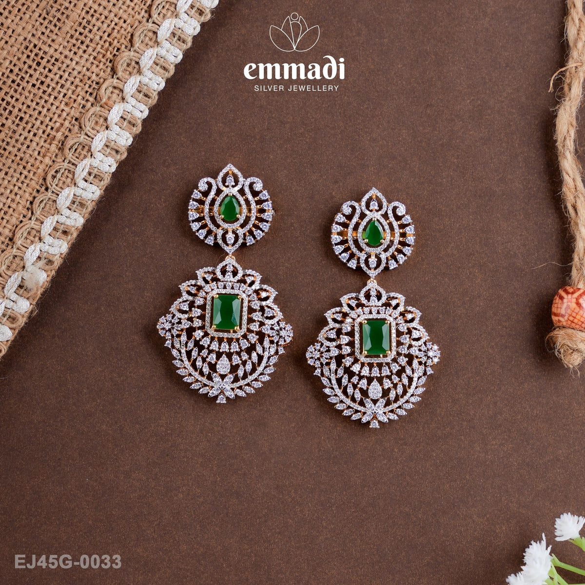 Padmavati Premium Cz Green Hangings