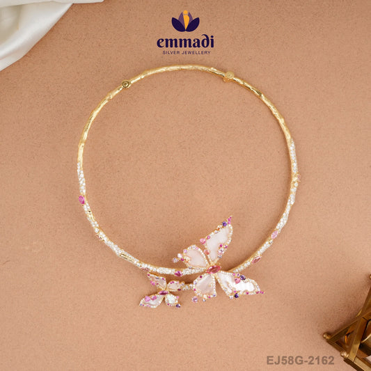 Rajvila Indian Jewellery: Viona Pink Necklace Handcrafted with Pure Gold Plating