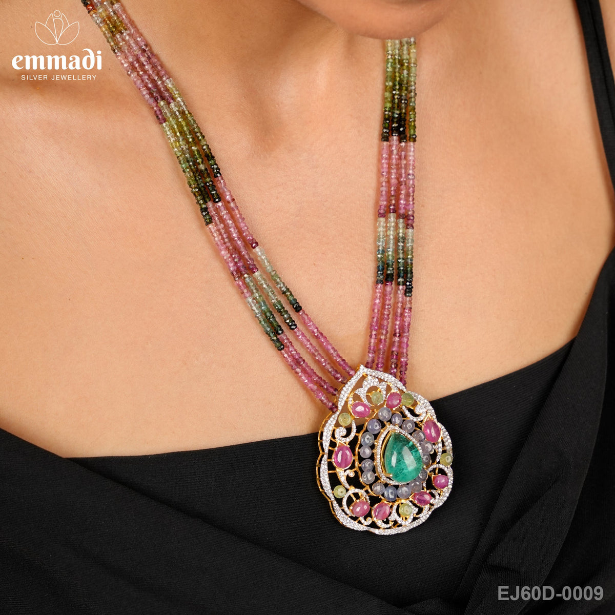 Amrita's Gemstone Multi Long Necklace - Handcrafted Indian Jewellery