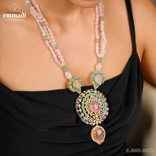 Amrita's Gemstone Multi Long Necklace - Handcrafted Indian Jewellery