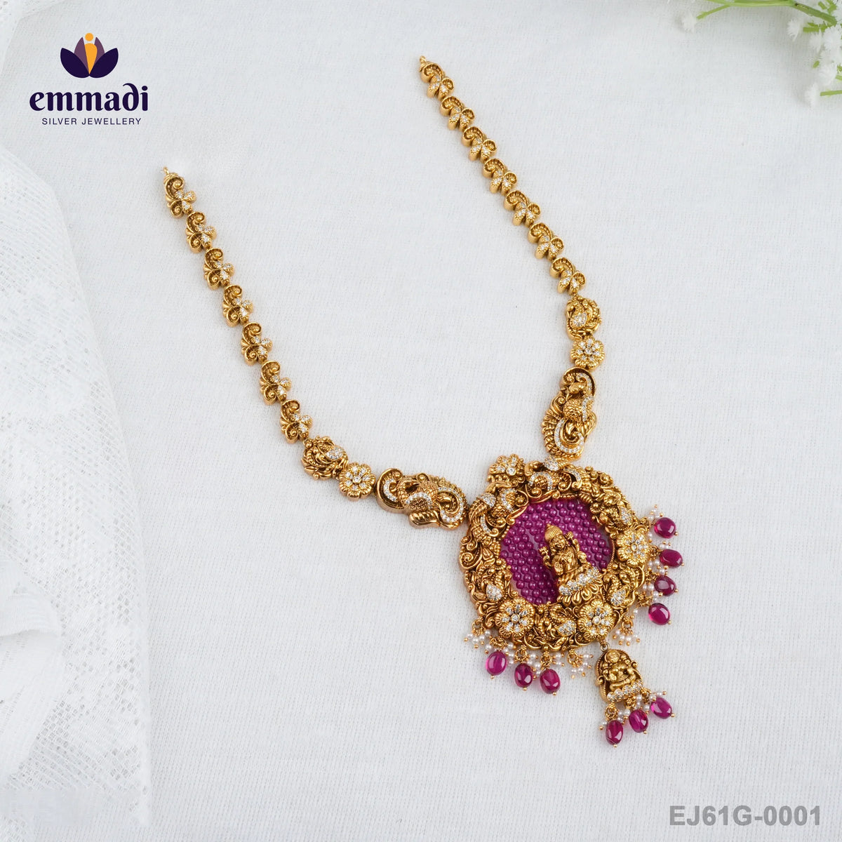 Kapotakshi Cz Nakshi White Long Necklace