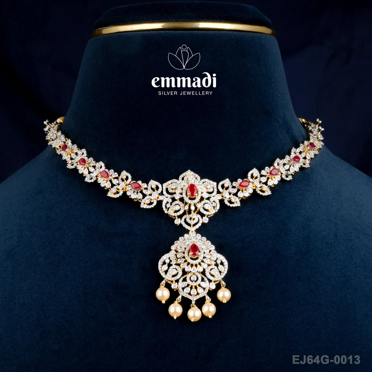 Madhubrati Premium Cz Red Necklace