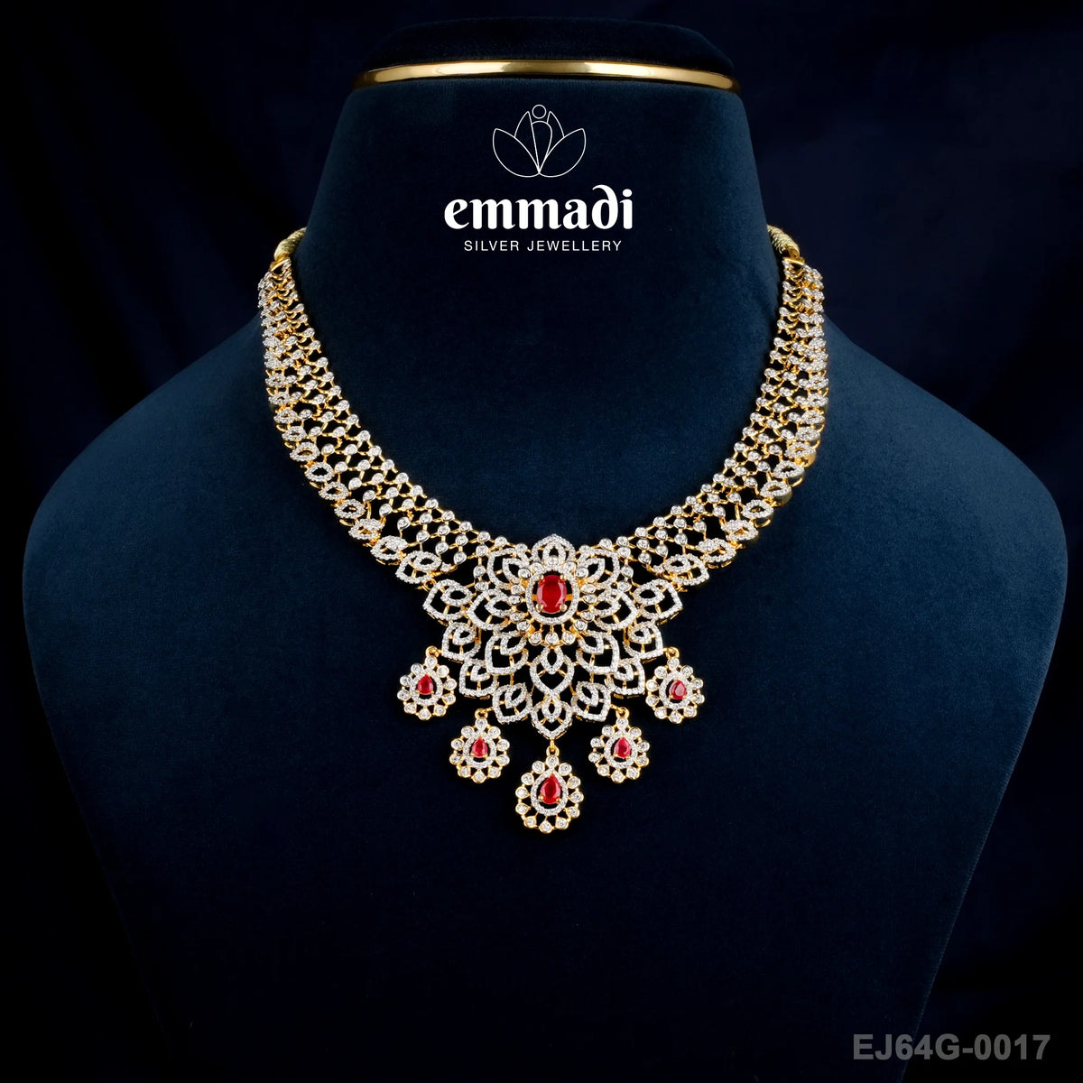 Madirakshi Premium Cz Red Necklace