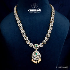 Matsyodari Premium Cz Green Long Necklace