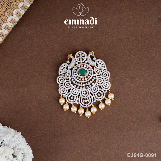 Rameshwari Premium Cz Green Pendant