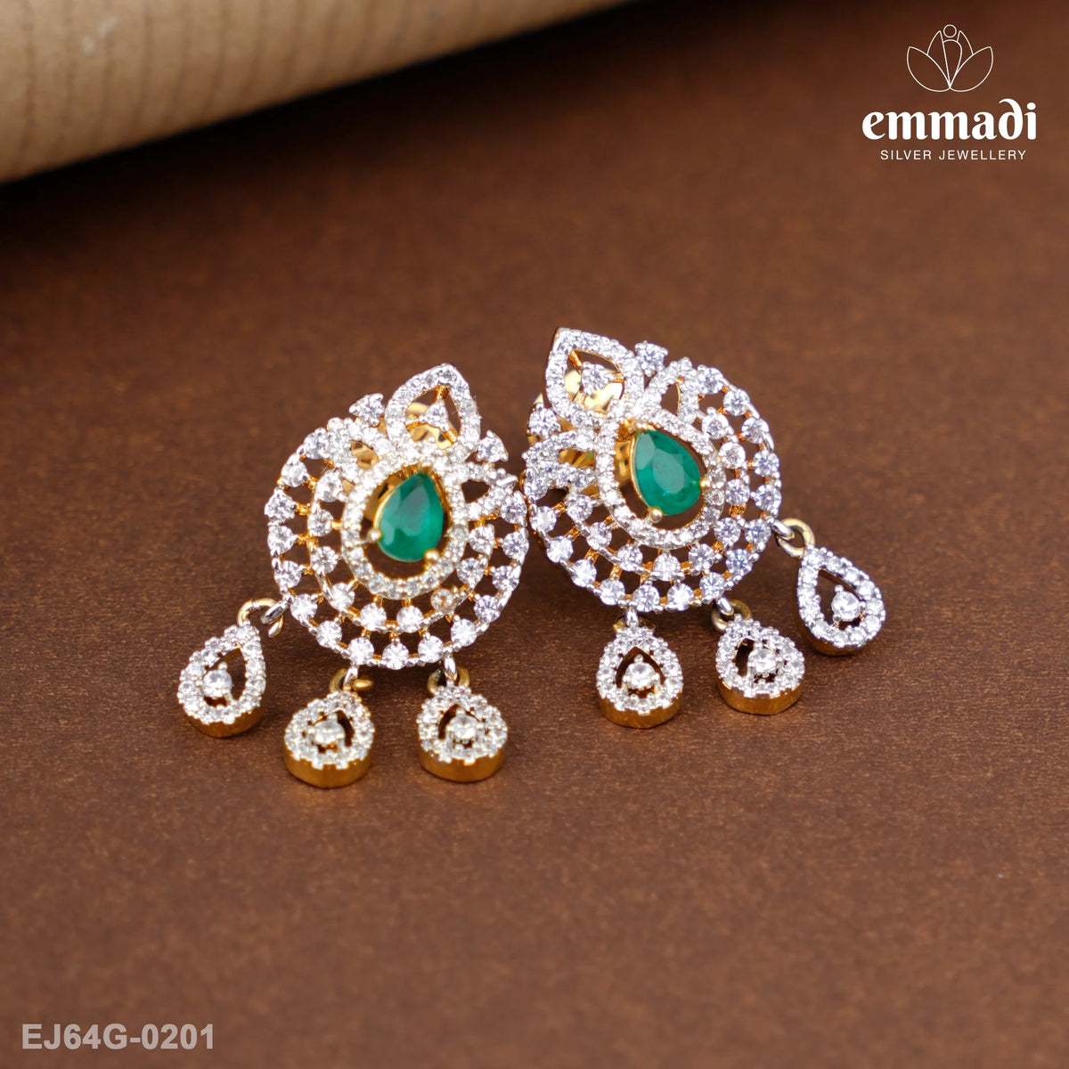 Jwalamalini Premium Cz Green Studs