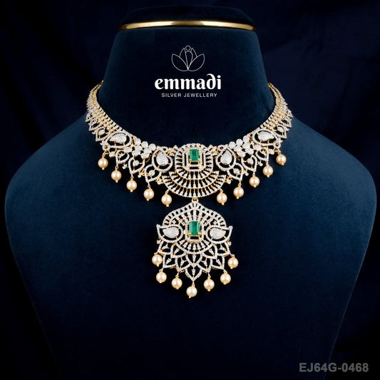 Mahalakshmi Premium Cz Green Necklace