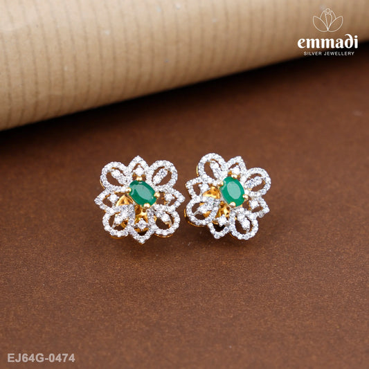 Mriganayani Premium Cz Green Studs