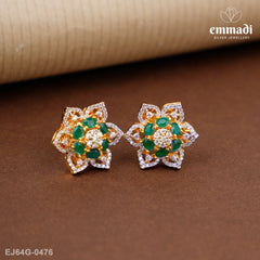 Padmamalini Premium Cz Green Studs