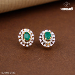 Pushpanjali Premium Cz Green Studs