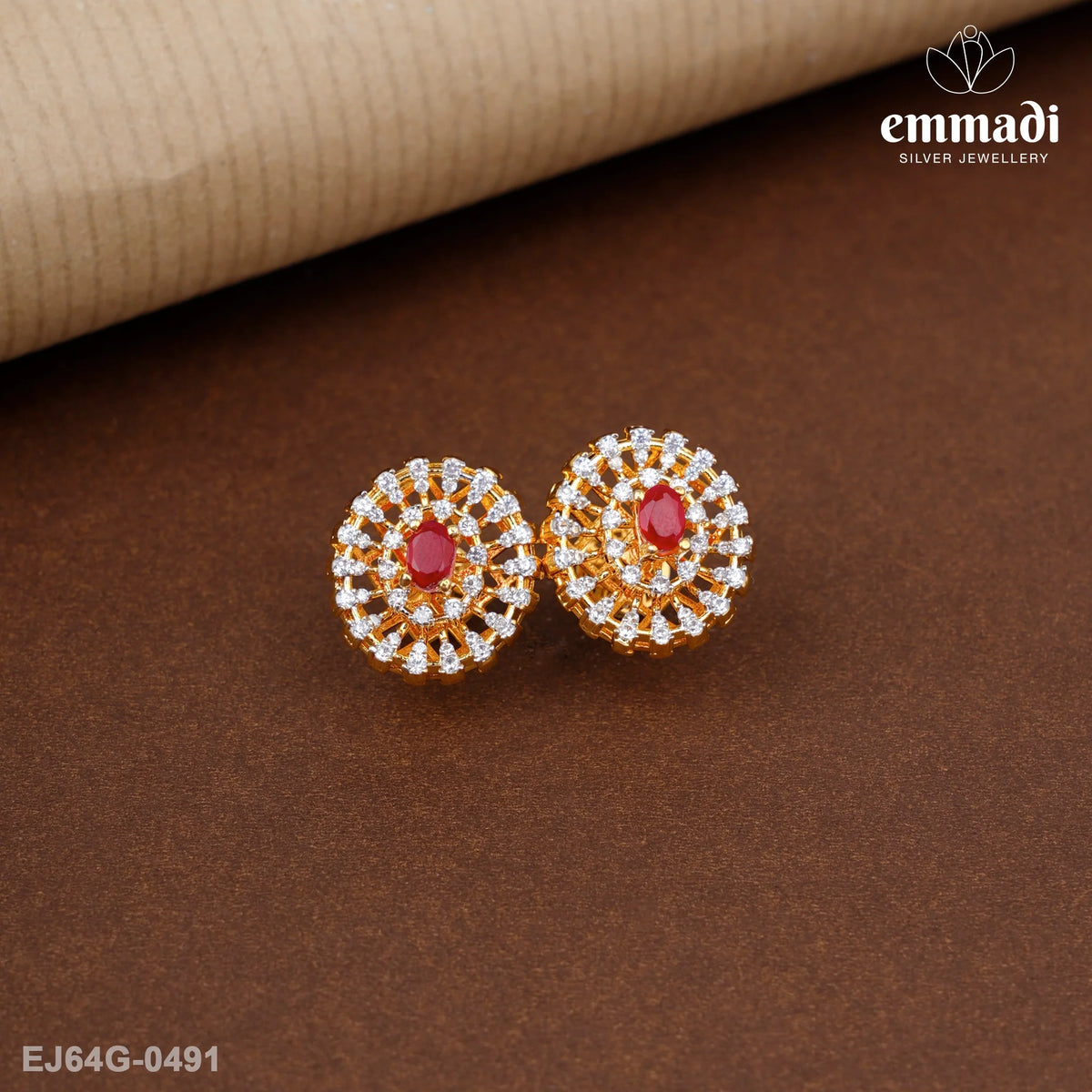 Chakreshwari Premium Cz Red Studs