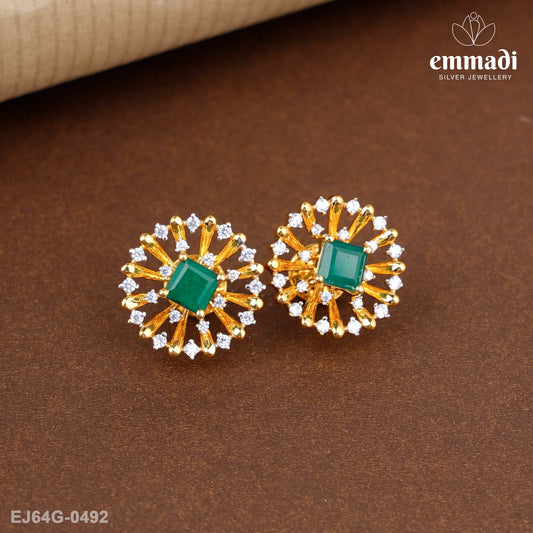 Champamalini Premium Cz Green Studs