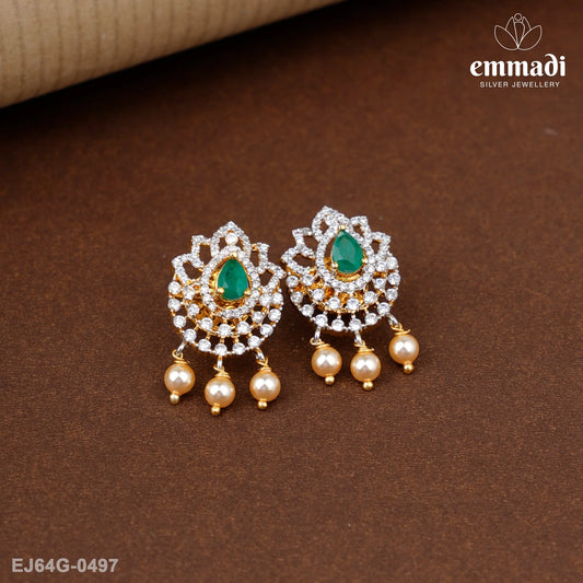 Chandramukhi Premium Cz Green Studs