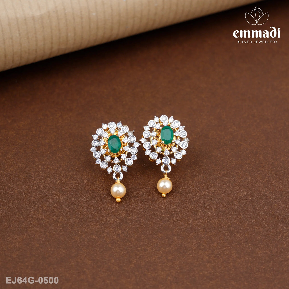 Gaja Lakshmi Premium Cz Green Studs