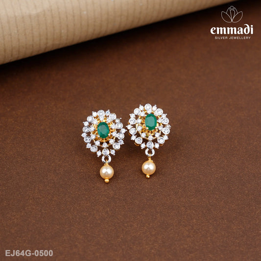 Gaja Lakshmi Premium Cz Green Studs