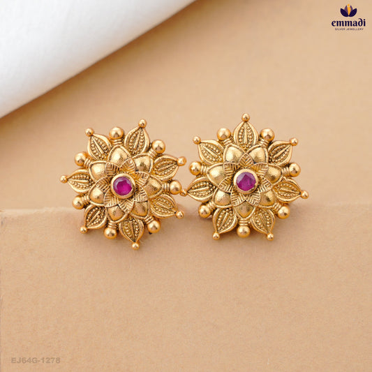 Anulekha: Exquisite Pink Nakshi Studs