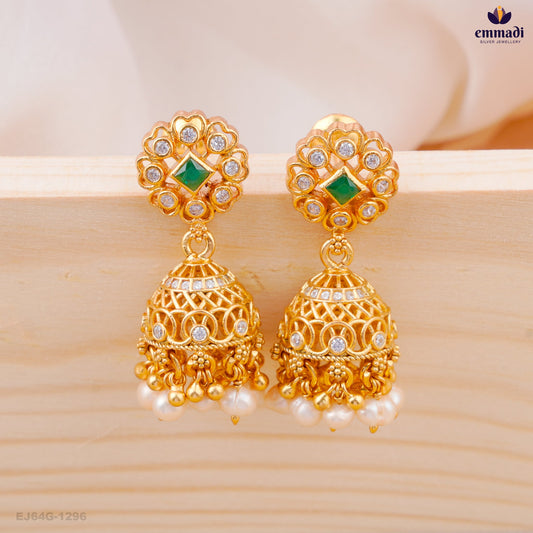 Anushri Exquisite Green Stone Buttalu